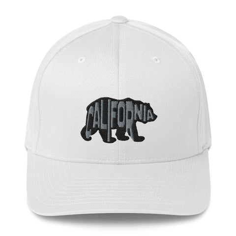 CA Block Letter Bear (Black) - Embroidered FlexFit Hat - Wears The MountainHatPrintful