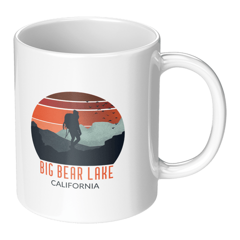 Big Bear Lake Backpacker Sunset - Accent Coffee Mug (White) - Wears The MountainCoffee Mugsteelaunch