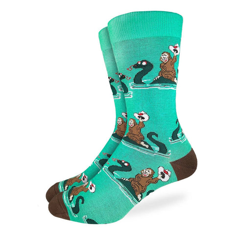 Bigfoot Riding Loch Ness Monster - Socks - Wears The MountainSocksGood Luck Sock