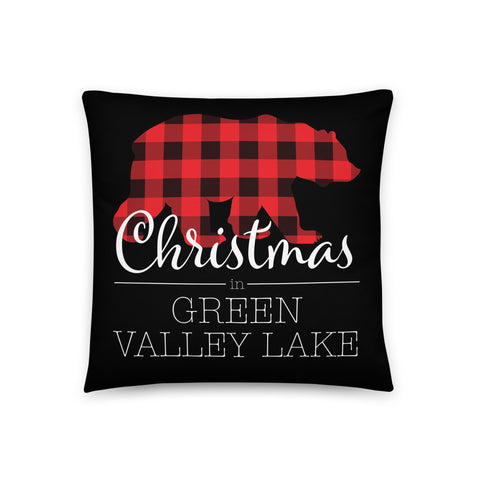 Green Valley Lake Christmas Bear - Throw Pillow - Wears The MountainWears The Mountain