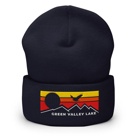Green Valley Lake Flying Sunset - Embroidered Cuffed Beanie - Wears The MountainWears The Mountain