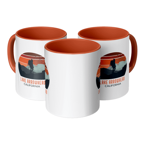 Lake Arrowhead Backpacker Sunset - Accent Coffee Mug (Orange) - Wears The MountainCoffee Mugsteelaunch