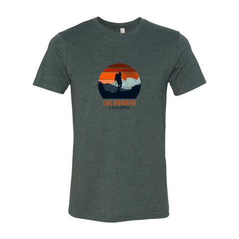 Lake Arrowhead Backpacker Sunset - Unisex Jersey T - Wears The MountainT-ShirtsPrint Melon Inc.