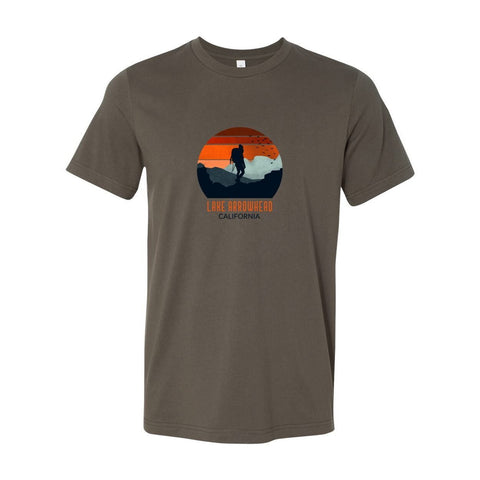 Lake Arrowhead Backpacker Sunset - Unisex Jersey T - Wears The MountainT-ShirtsPrint Melon Inc.