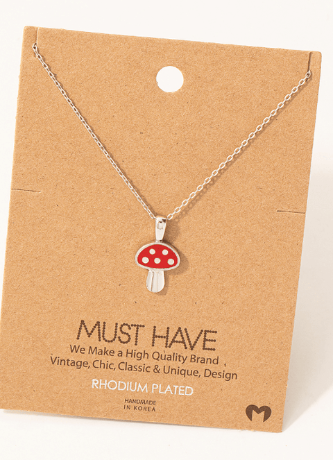 Mini Red Mushroom - Necklace - Wears The MountainNecklaceFame Accessories