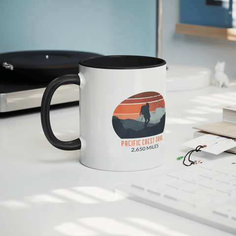 Pacific Crest Trail Backpacker Sunset - Accent Coffee Mug - Wears The MountainCoffee Mugsteelaunch