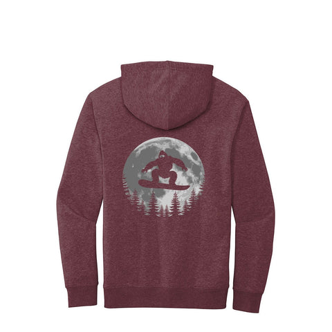 Sasquatch Snowboarding at Dusk - Hoodie (Rear Print) - Wears The MountainSweaters/HoodiesPrint Melon Inc.