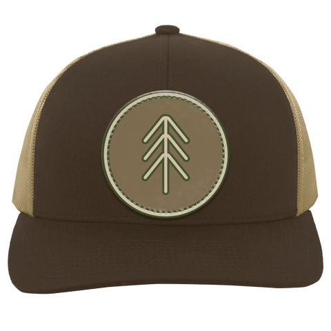 Simple Tree w Border - Trucker Hat - Wears The MountainTrucker HatsCustomCat