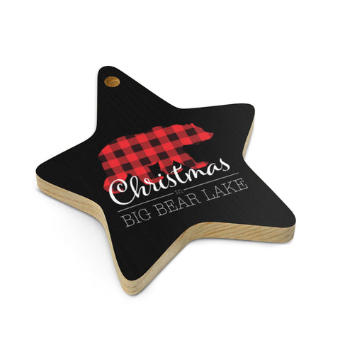 Big Bear Lake Christmas Bear - Wooden Ornament - Wears The MountainWears The Mountain