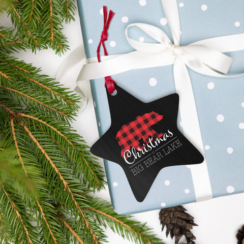 Big Bear Lake Christmas Bear - Wooden Ornament - Wears The MountainWears The Mountain