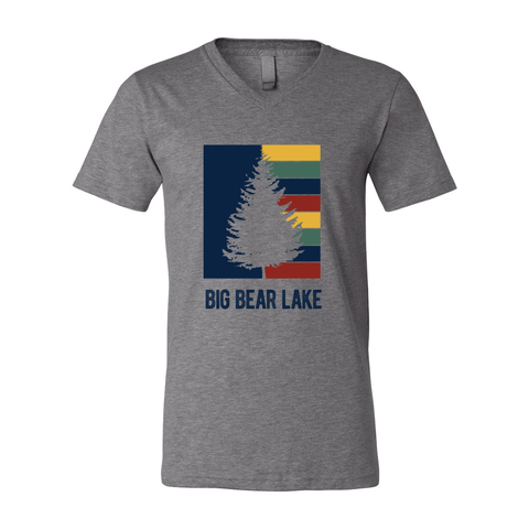 Big Bear Lake Striped Tree - Unisex Jersey V - Wears The MountainT-ShirtsPrint Melon Inc.