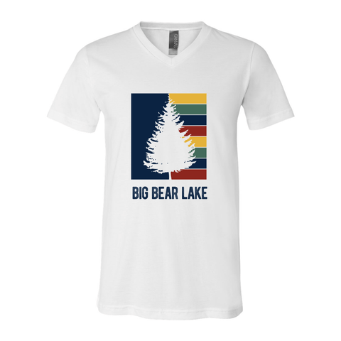 Big Bear Lake Striped Tree - Unisex Jersey V - Wears The MountainT-ShirtsPrint Melon Inc.