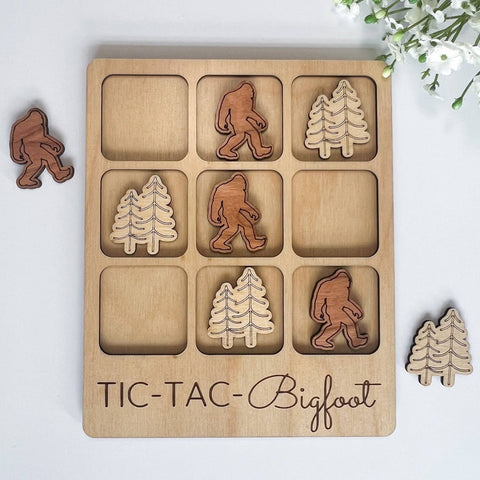 Bigfoot Tic-Tac-Toe Game - Sasquatch Gift - Customizable - Wears The MountainBirch House Living