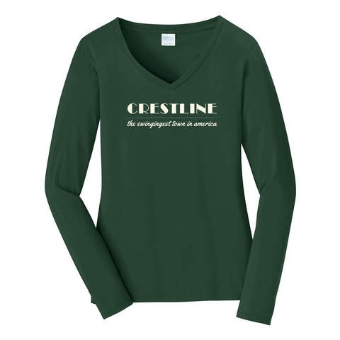 Crestline: The Swingingest Town - Women's V-Neck Long Sleeve T - Wears The MountainLong SleevePrint Melon Inc.
