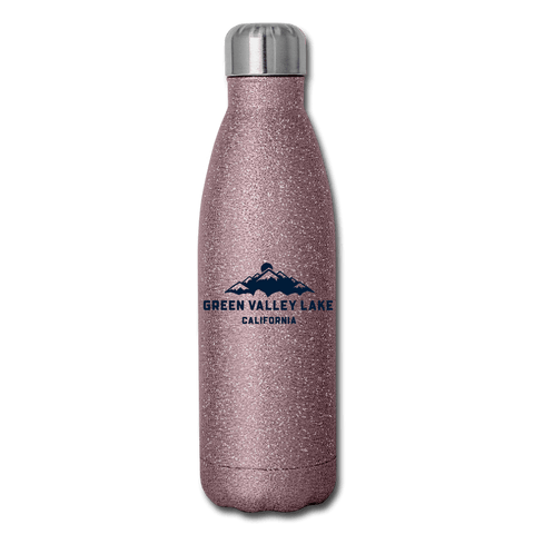 Green Valley Lake Mountains - Insulated Stainless Steel Water Bottle - pink glitter