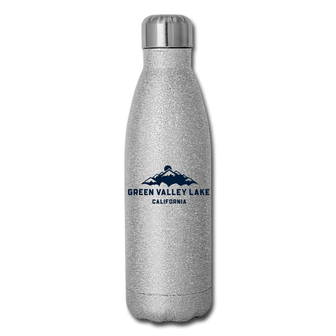 Green Valley Lake Mountains - Insulated Stainless Steel Water Bottle - silver glitter