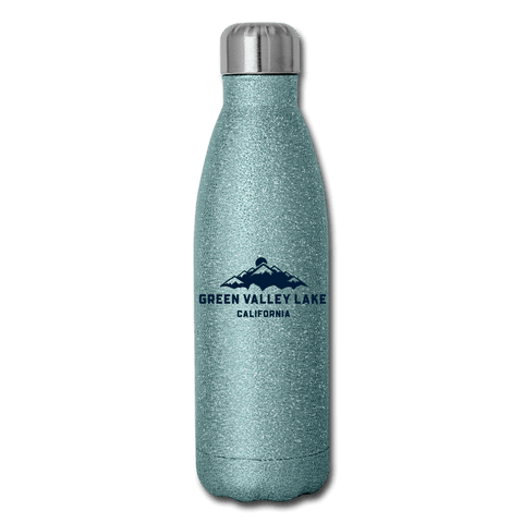 Green Valley Lake Mountains - Insulated Stainless Steel Water Bottle - turquoise glitter