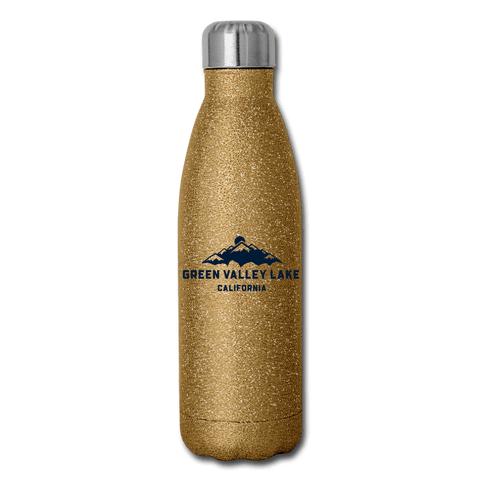 Green Valley Lake Mountains - Insulated Stainless Steel Water Bottle - gold glitter