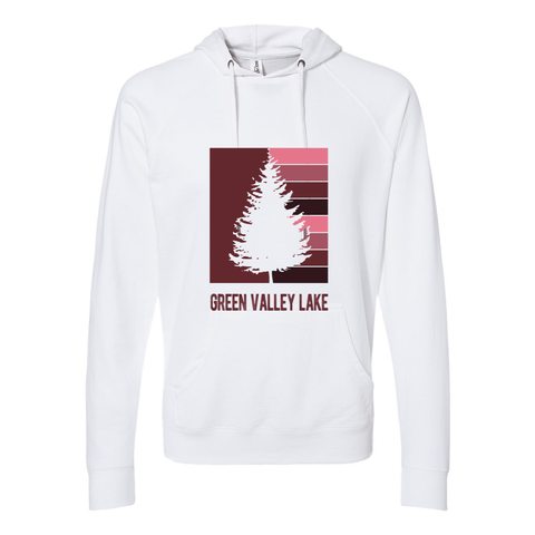 Green Valley Lake Striped Tree - Lightweight Hooded Sweatshirt - Sweaters/Hoodies - Wears The Mountain