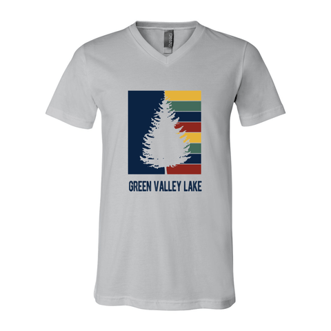 Green Valley Lake Striped Tree - Unisex V Tee - T-Shirts - Wears The Mountain