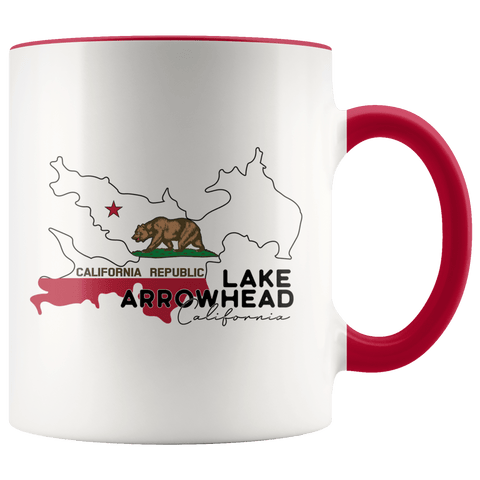 Lake Arrowhead Lake Flag - Accent Coffee Mug - Wears The Mountain