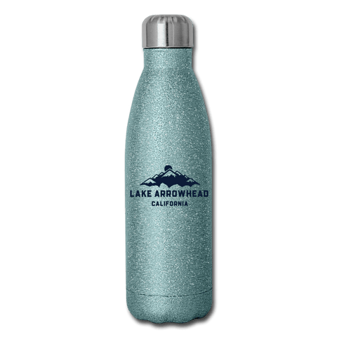 Lake Arrowhead Mountains - Insulated Stainless Steel Water Bottle - turquoise glitter