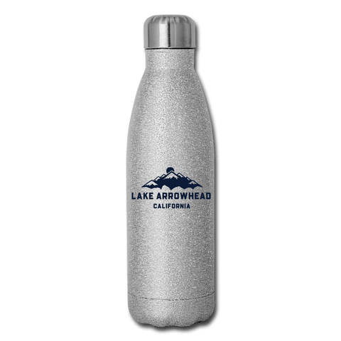Lake Arrowhead Mountains - Insulated Stainless Steel Water Bottle - silver glitter