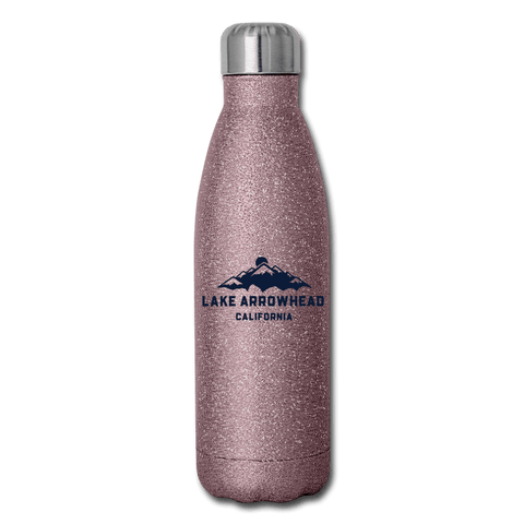 Lake Arrowhead Mountains - Insulated Stainless Steel Water Bottle - pink glitter