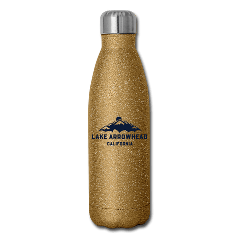 Lake Arrowhead Mountains - Insulated Stainless Steel Water Bottle - gold glitter