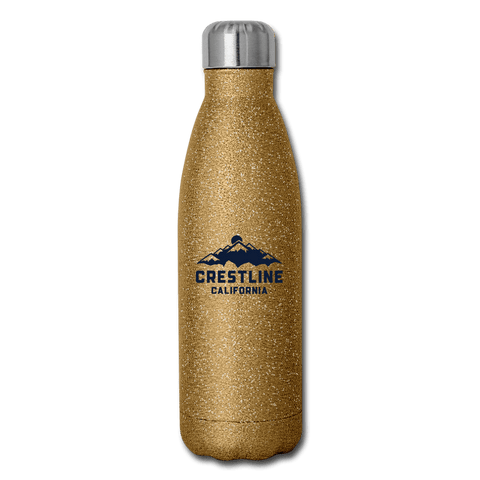 Lake Gregory/Crestline Mountains - Insulated Stainless Steel Water Bottle - gold glitter