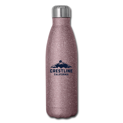 Lake Gregory/Crestline Mountains - Insulated Stainless Steel Water Bottle - pink glitter