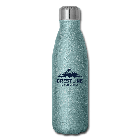 Lake Gregory/Crestline Mountains - Insulated Stainless Steel Water Bottle - turquoise glitter