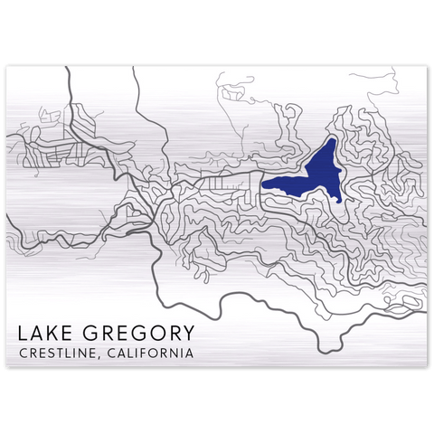 Lake Gregory/Crestline Street Map - Brushed Aluminum Print - Wears The MountainPrint MaterialGelato