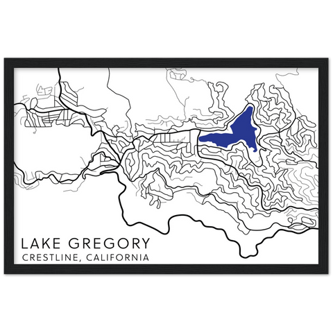 Lake Gregory/Crestline Street Map - Premium Wooden Framed Poster - Wears The MountainPrint MaterialWears The Mountain