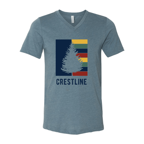 Lake Gregory/Crestline Striped Tree - Unisex Jersey V Tee - T-Shirts - Wears The Mountain