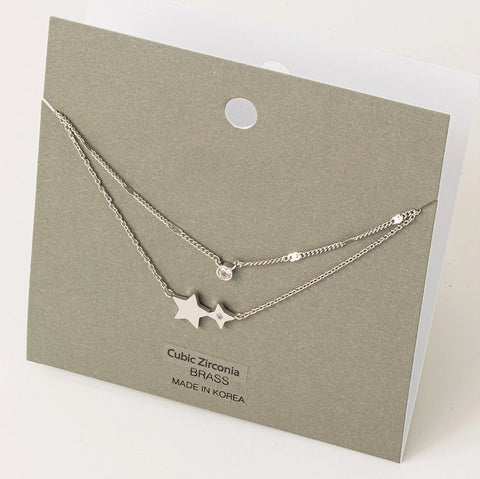 Layered Rhinestone Star - Necklace -  - Wears The Mountain