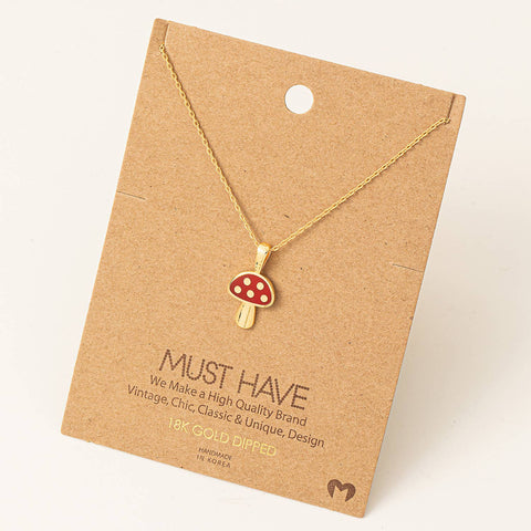 Mini Red Mushroom - Necklace - Wears The MountainNecklaceFame Accessories