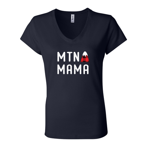 Mtn Mama: Flannel Mtn - Women's V Tee - Wears The Mountain