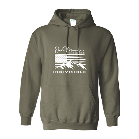 One Mountain, Under God, Indivisible - Hooded Sweatshirt - Wears The MountainSweaters/HoodiesPrint Melon Inc.