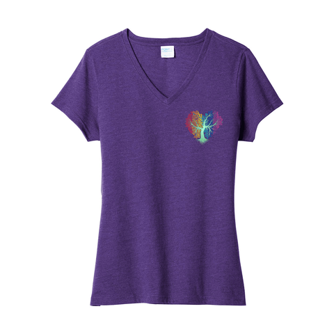 Rainbow Heart Tree - Women's Relaxed Fit V-Neck T - Wears The MountainT-ShirtsPrint Melon Inc.