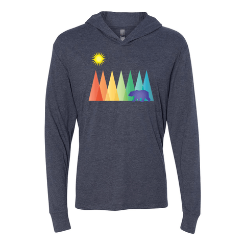 Rainbow Mountains & Bear - Unisex Hooded Long Sleeve T - Wears The Mountain