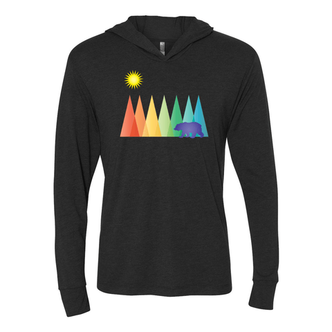 Rainbow Mountains & Bear - Unisex Hooded Long Sleeve T - Wears The Mountain