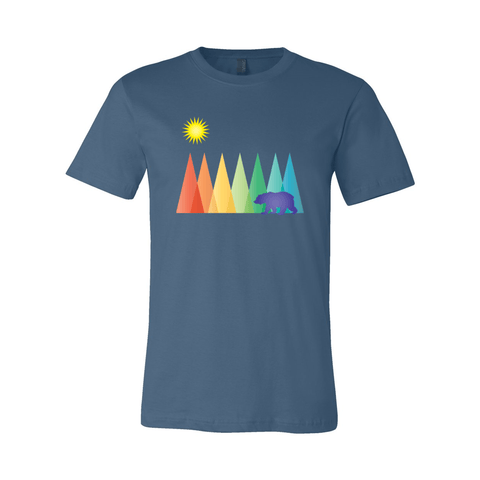 Rainbow Mountains & Bear - Unisex Jersey T - Wears The Mountain