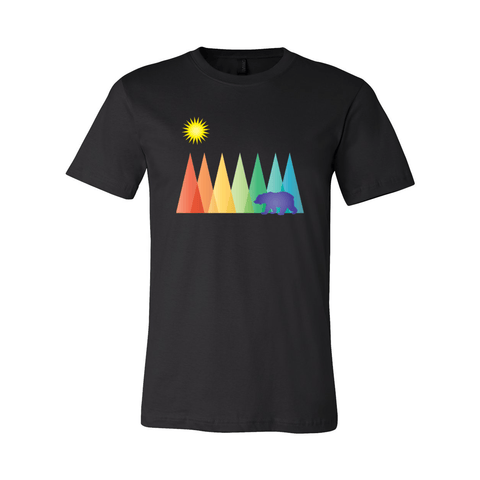 Rainbow Mountains & Bear - Unisex Jersey T - Wears The Mountain