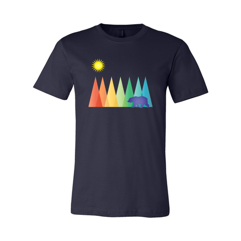 Rainbow Mountains & Bear - Unisex Jersey T - Wears The Mountain
