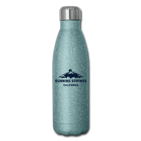 Running Springs Mountains - Insulated Stainless Steel Water Bottle - turquoise glitter